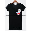 V Neck with Embroidery Fashion Wholesale Cotton Girl T-Shirt